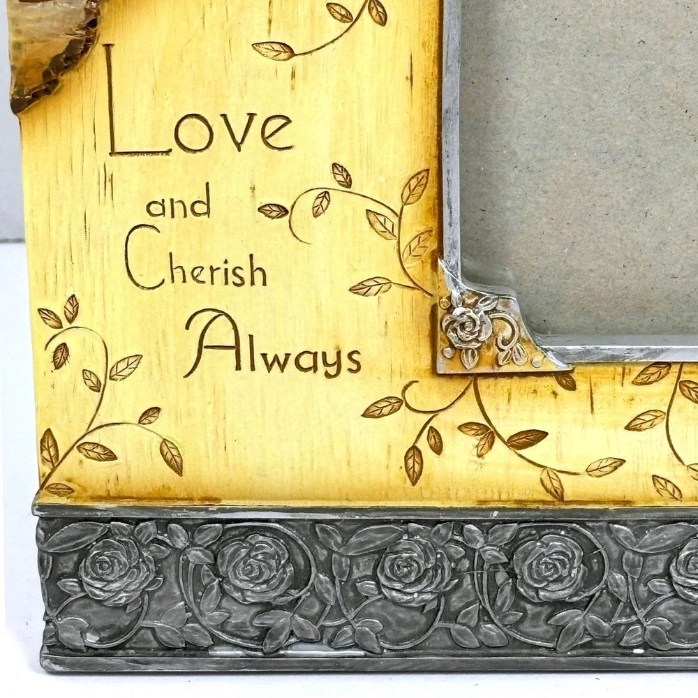 Rustic Faux Birch Bark Love Cherish Always 4x6 PhotoFrame Rustic Woodland Nature